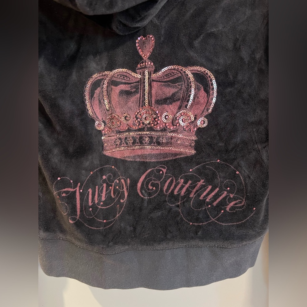 Vintage Juicy Couture Gray Hoodie with Pink Crown - Picture 3 of 4